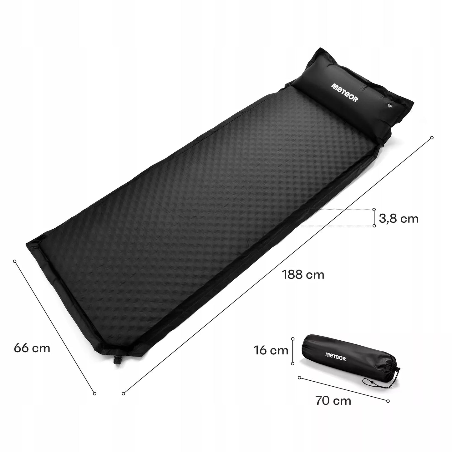 Savaime prisipučiamas čiužinys / kilimėlis METEOR 188x66x3,8 su pagalve