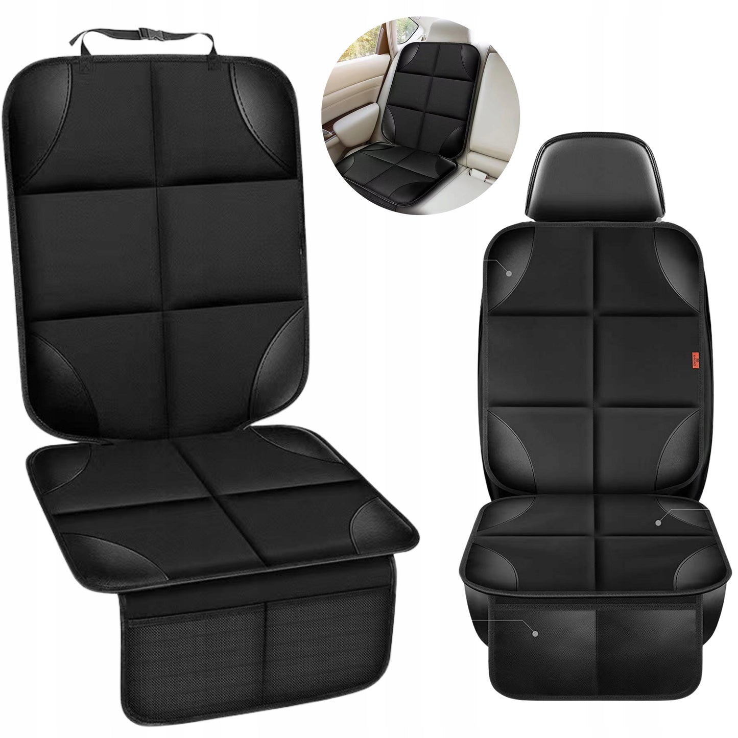 Apsauginis kilimėlis po automobilio kėdute, juodas, 2 vnt.