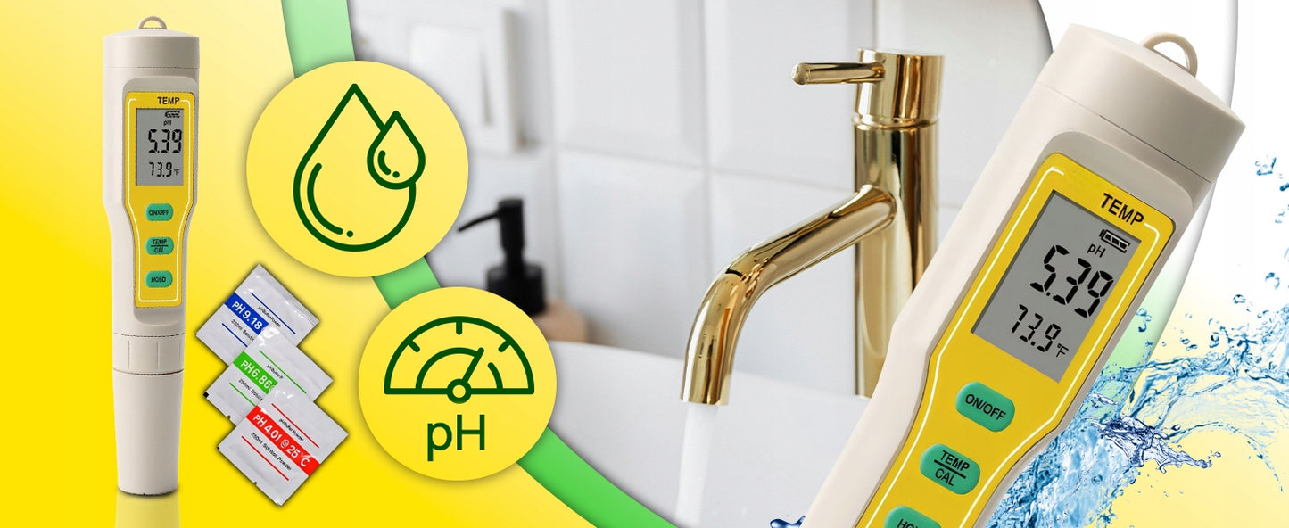 pH METRAS TESTERIS VANDENS RŪGŠTINGUMO MATUOKLIS ATC TERMOMETRAS + 3 BUFERIAI
