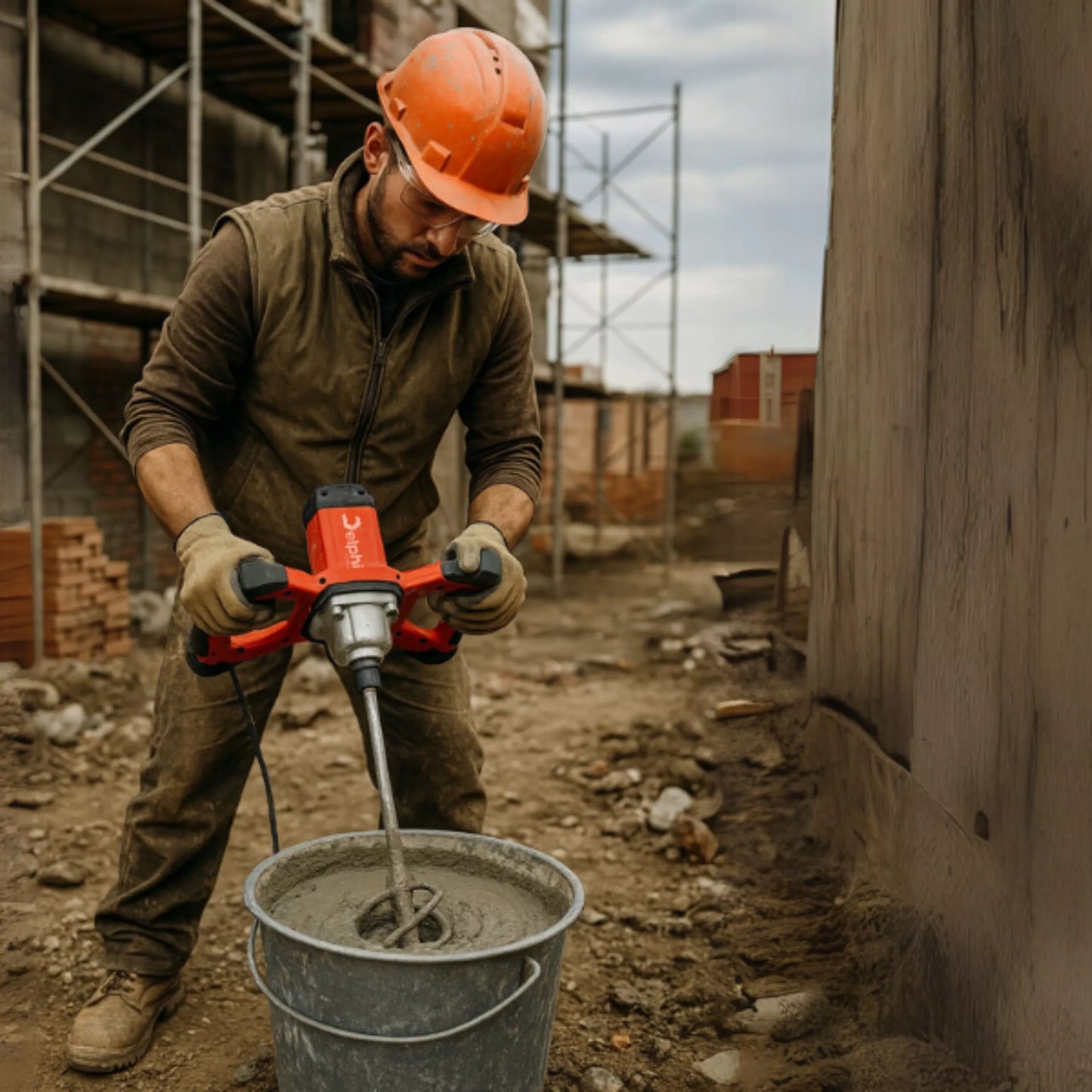 Elektrinis maišytuvas klijams, betonui, skiediniams, dažams, 2x maišytuvai