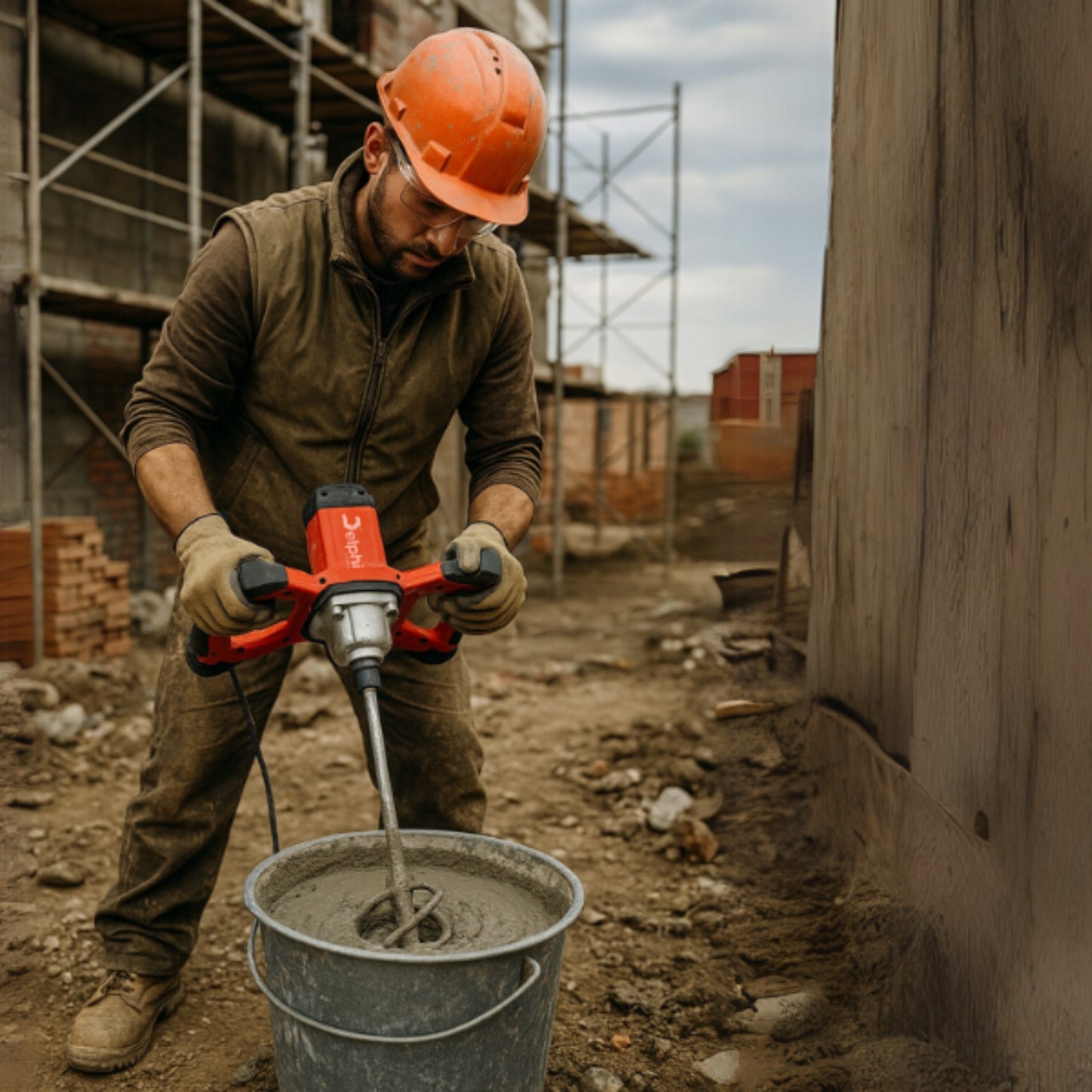 Elektrinis maišytuvas klijams, betonui, skiediniams, dažams, 2x maišytuvai