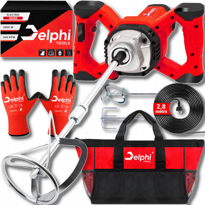 Elektrinis maišytuvas klijams, betonui, skiediniams, dažams, 2x maišytuvai