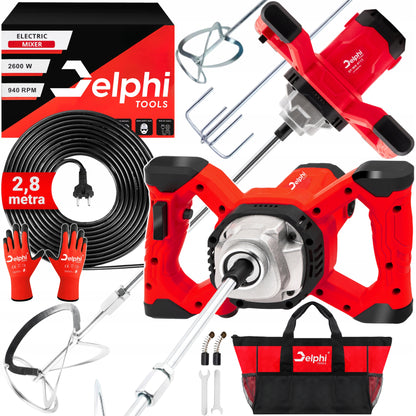 Elektrinis maišytuvas klijams, betonui, skiediniams, dažams, 2x maišytuvai