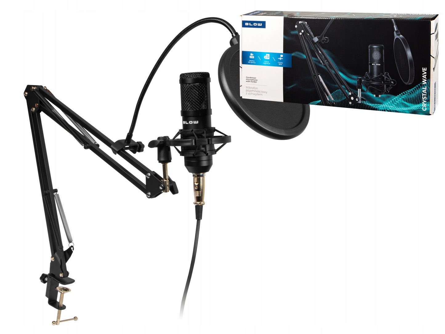 Kompiuterinis žaidimų kondensatorinis studijinis mikrofonas su stovu, USB rinkinys