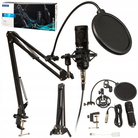 Kompiuterinis žaidimų kondensatorinis studijinis mikrofonas su stovu, USB rinkinys