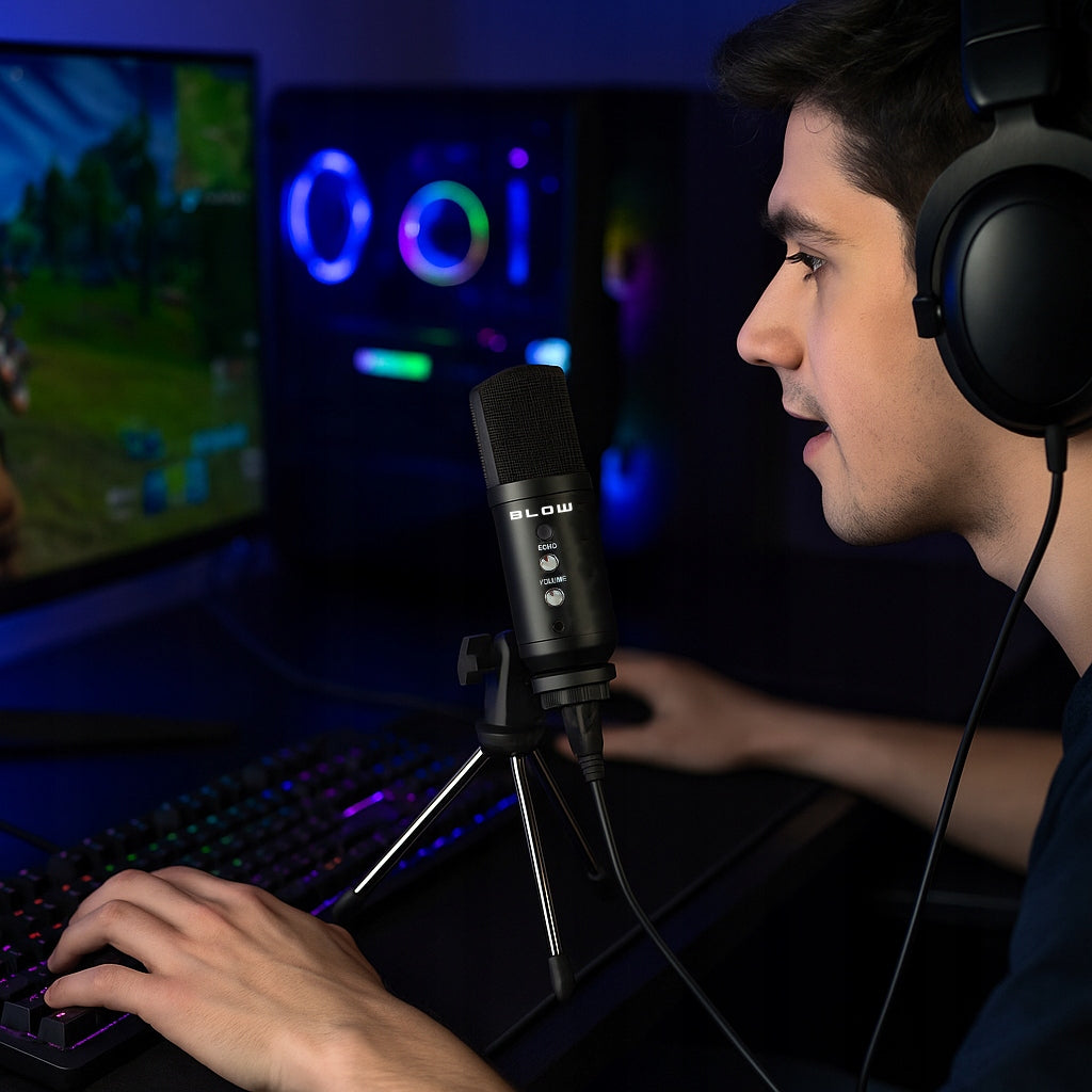 MIKROFONAS KOMPIUTERIUI ŽAIDIMŲ TALPINIS STUDIJINIS TRIPOD LAIKIKLIS USB