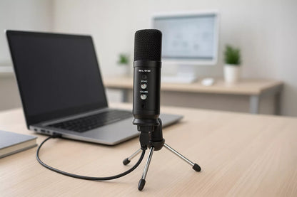 MIKROFONAS KOMPIUTERIUI ŽAIDIMŲ TALPINIS STUDIJINIS TRIPOD LAIKIKLIS USB