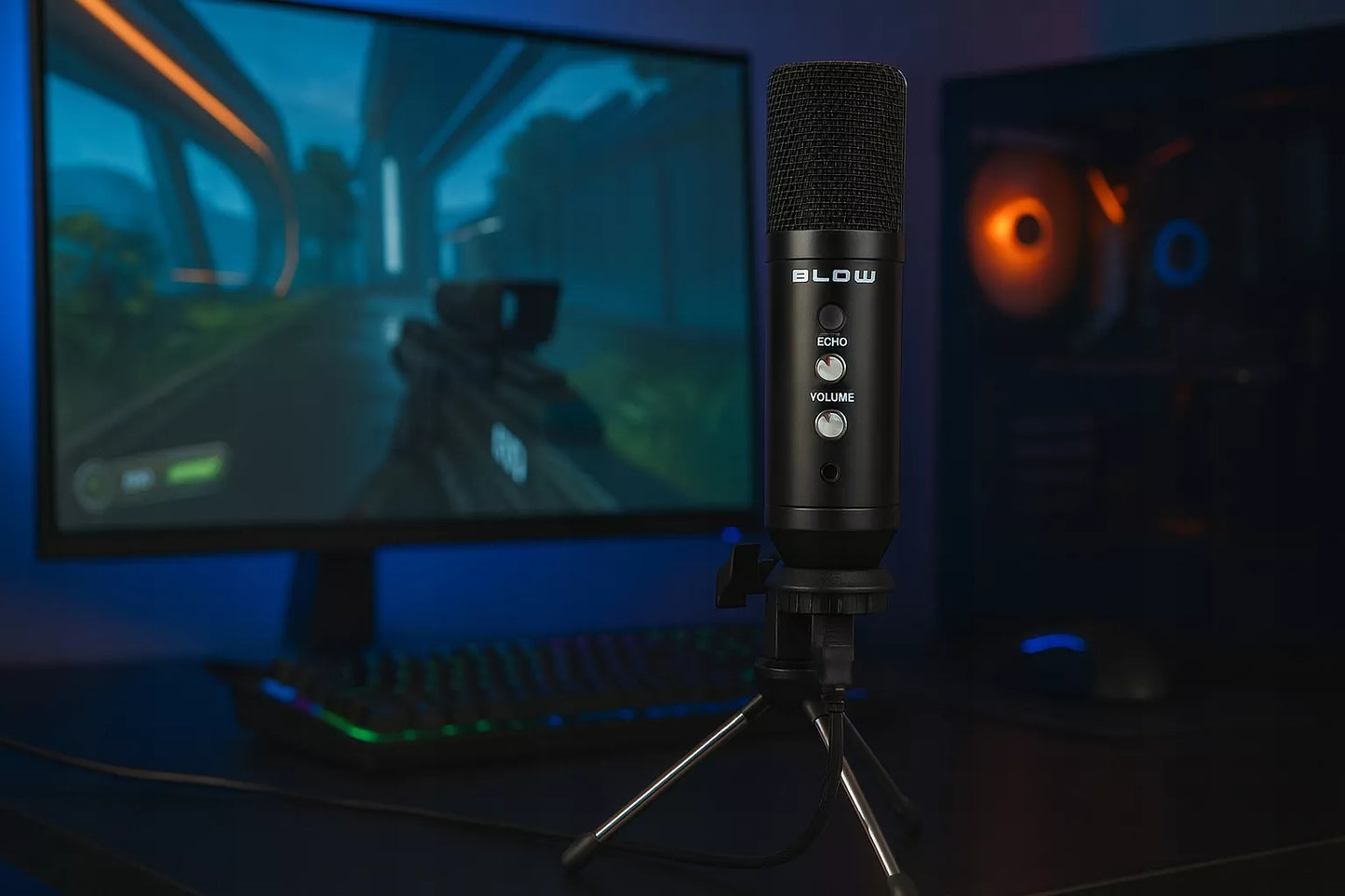 MIKROFONAS KOMPIUTERIUI ŽAIDIMŲ TALPINIS STUDIJINIS TRIPOD LAIKIKLIS USB