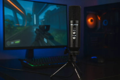 MIKROFONAS KOMPIUTERIUI ŽAIDIMŲ TALPINIS STUDIJINIS TRIPOD LAIKIKLIS USB