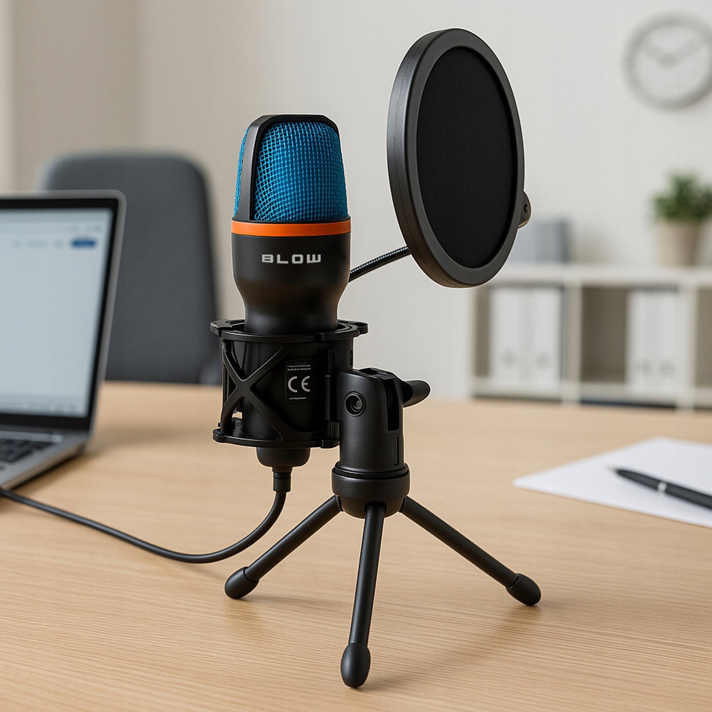 Kompiuterinis kondensatorinis žaidimų, studijinis, karaoke mikrofonas su USB ir filtru