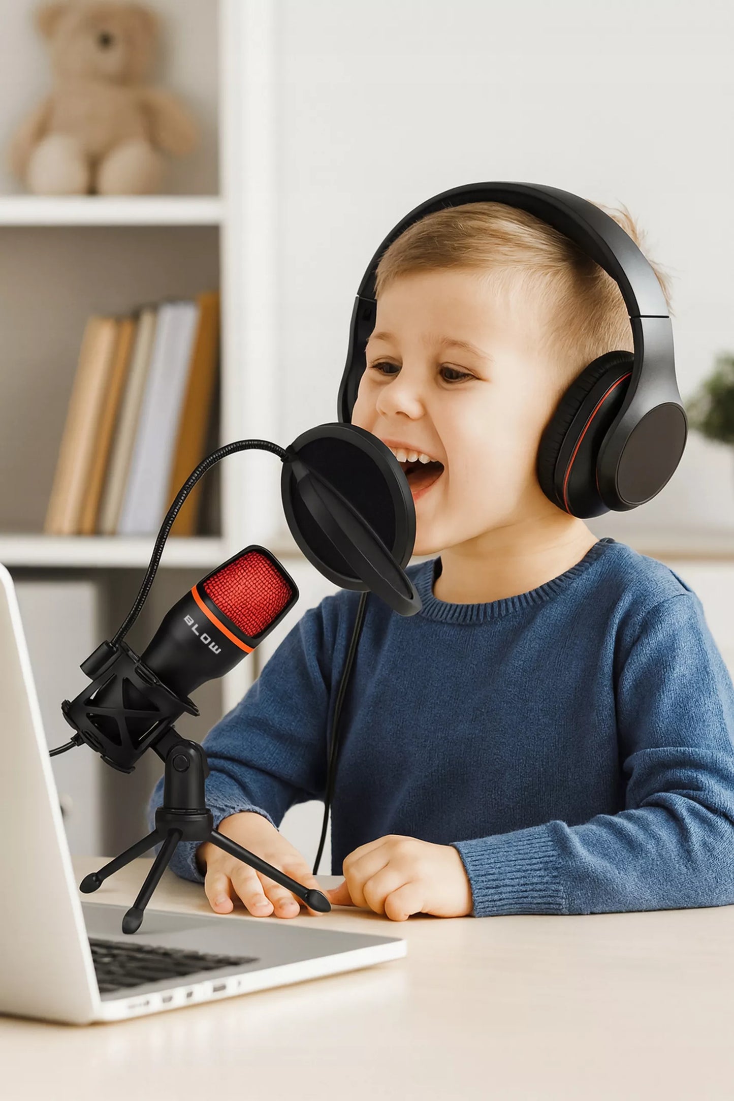 Kompiuterinis kondensatorinis žaidimų, studijinis, karaoke mikrofonas su USB ir filtru