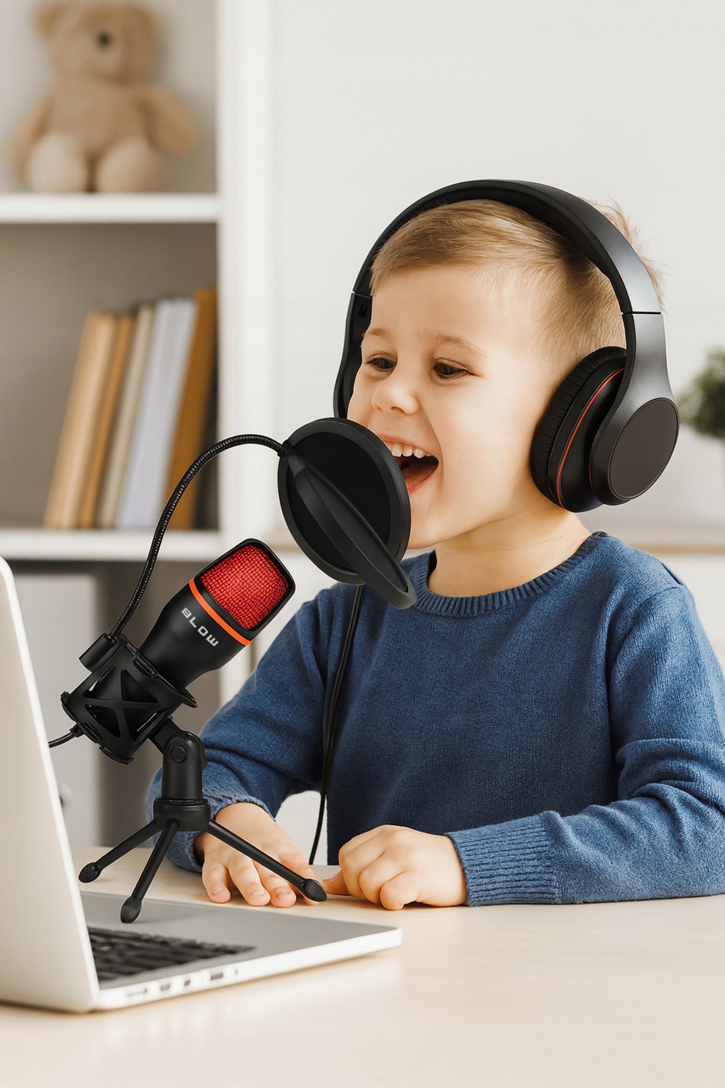 Kompiuterinis kondensatorinis žaidimų, studijinis, karaoke mikrofonas su USB ir filtru