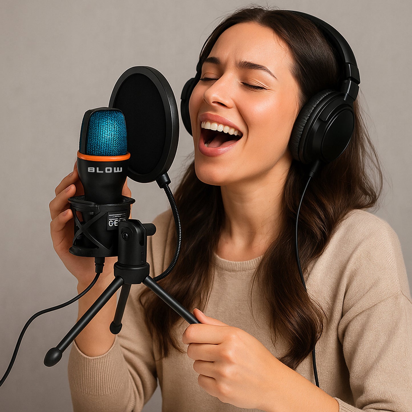 Kompiuterinis kondensatorinis žaidimų, studijinis, karaoke mikrofonas su USB ir filtru