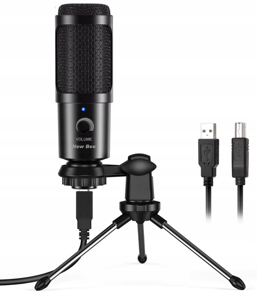 Mikrofonas New Bee USB kompiuteriui talpinis žaidimų stalinis + stovas