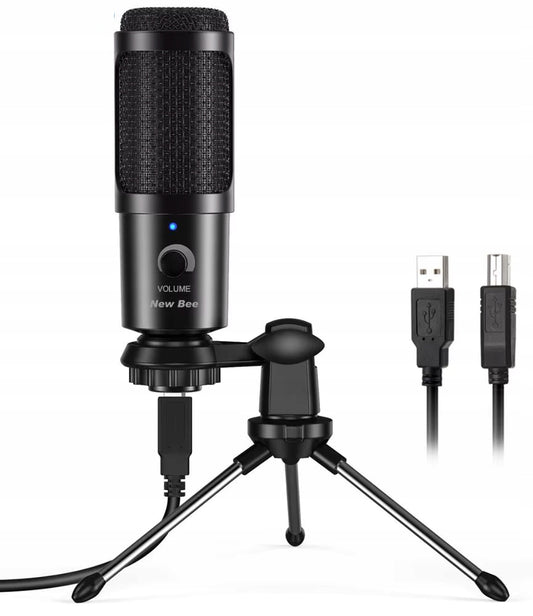 Mikrofonas New Bee USB kompiuteriui talpinis žaidimų stalinis + stovas