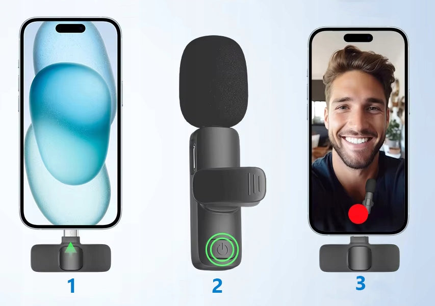 Belaidis apykaklinis mikrofonas-imtuvas Android telefonui, USB-C jungtis