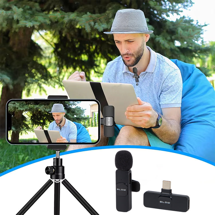 Belaidis apykaklinis mikrofonas-imtuvas Android telefonui, USB-C jungtis