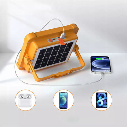 Galingas nešiojamas saulės šviestuvas 200W akumuliatorius darbui statybvietėse POWERBANK