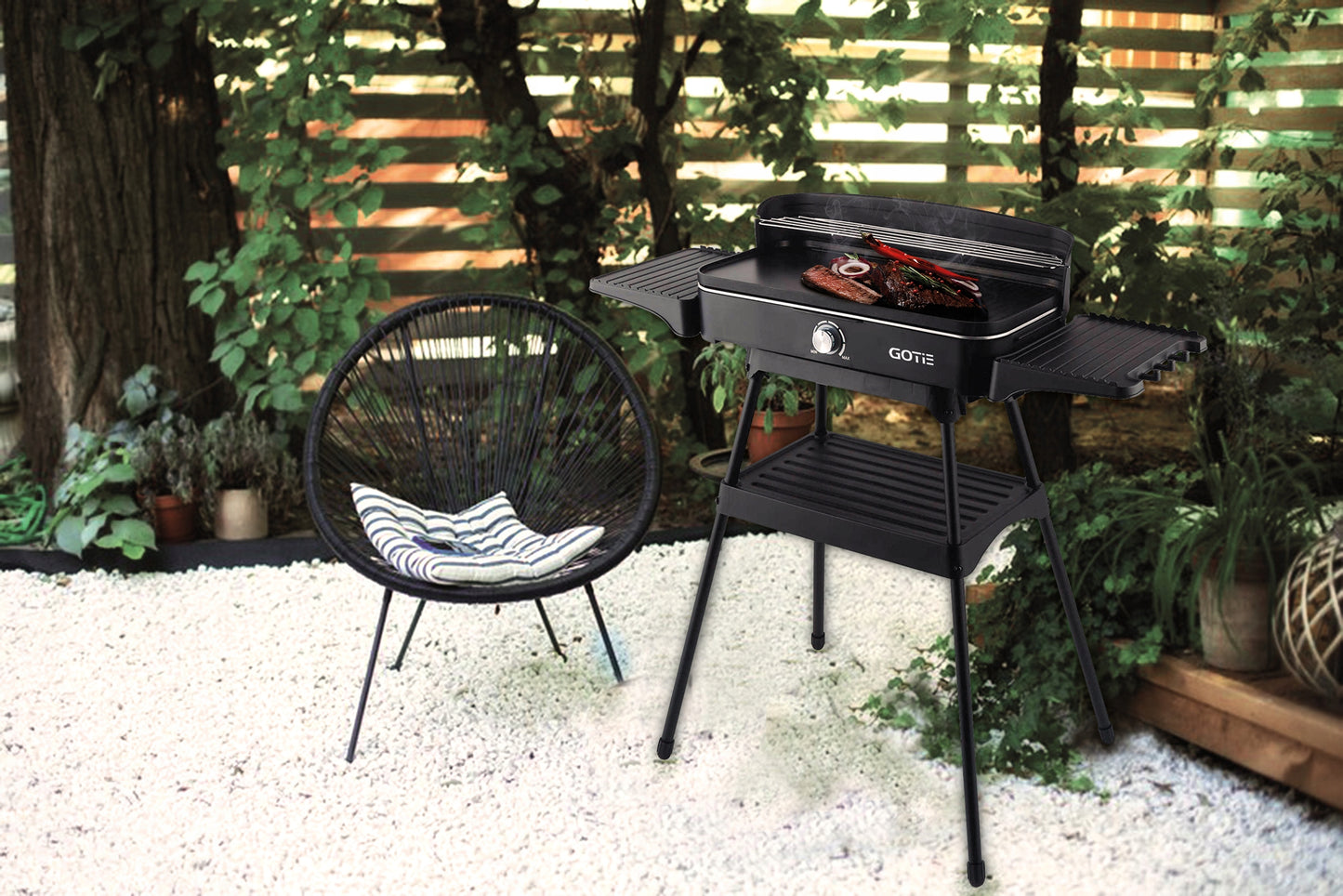 Galingas elektrinis grilius mėsai ir daržovėms, kepintuvas GOTIE GGE-2200