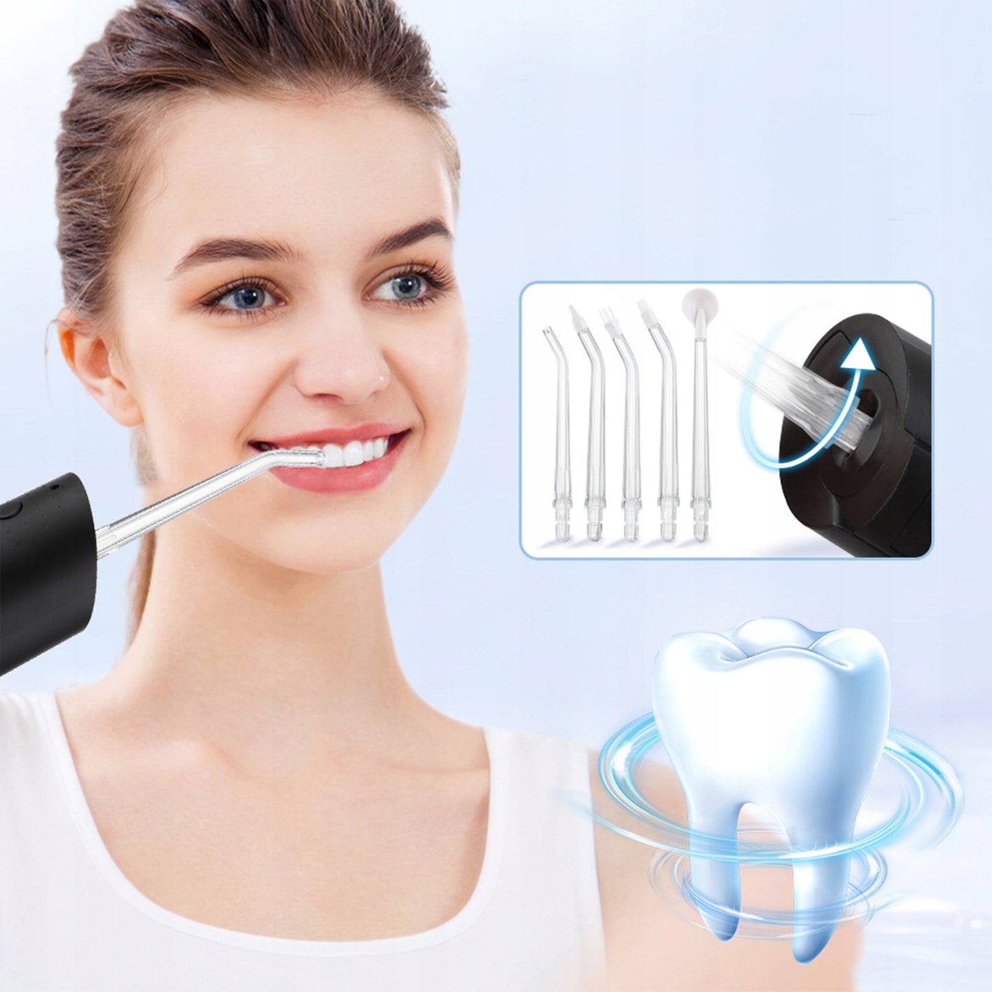 Galingas belaidis burnos irigatorius, 5 režimai, 400ml + dėklas