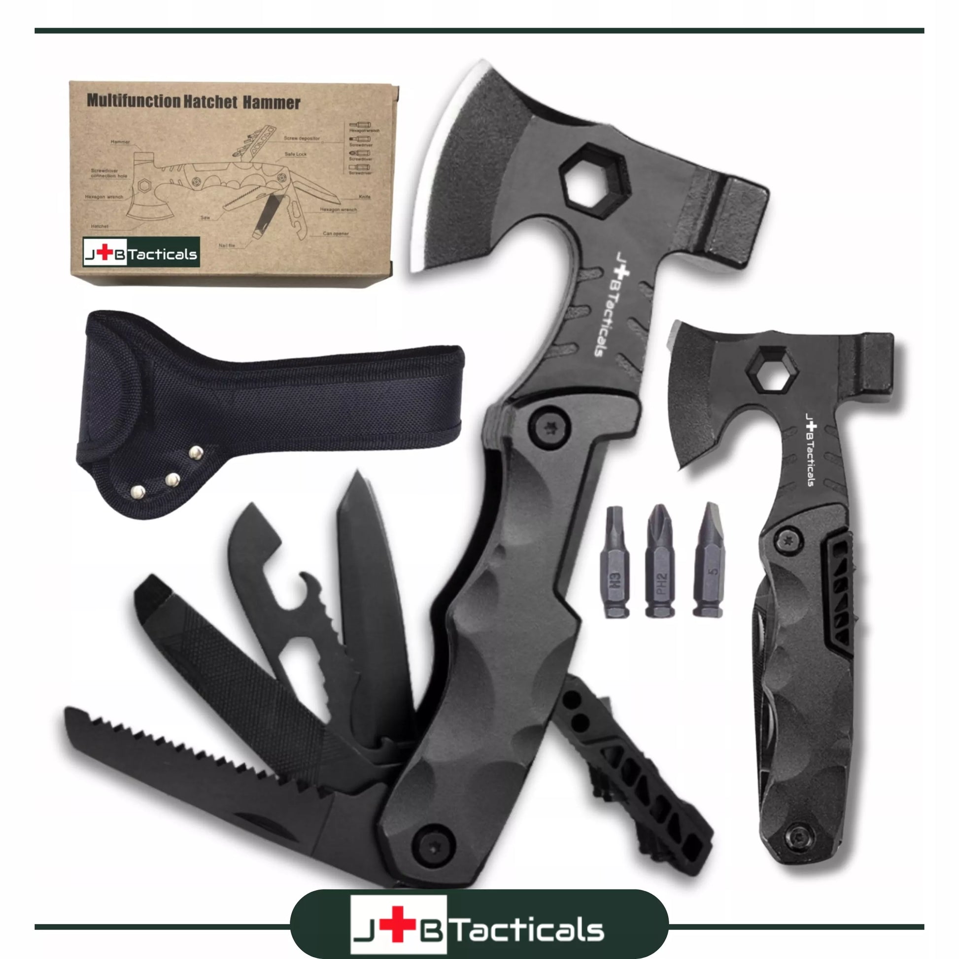 MULTITOOL KIRVIS 16w1 Daugiafunkcis įrankis kišeninis peiliukas išgyvenimo peilis
