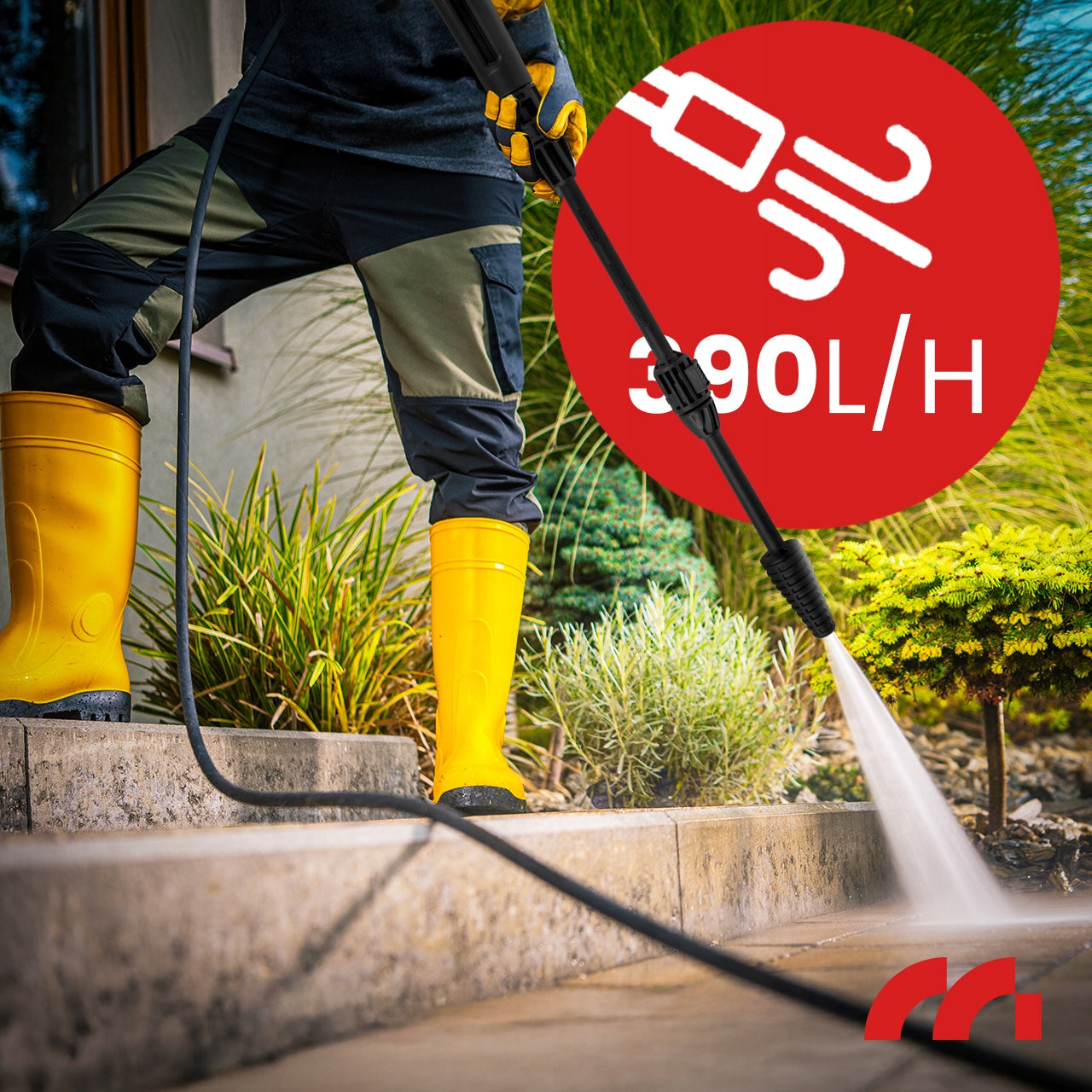 MalTec Kompaktiškas aukšto slėgio plovimo įrenginys su savisiurbiu aliumininiu siurbliu, galingas TURBO