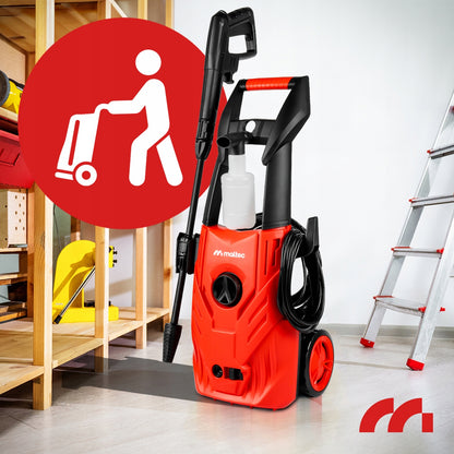 MalTec Kompaktiškas aukšto slėgio plovimo įrenginys su savisiurbiu aliumininiu siurbliu, galingas TURBO