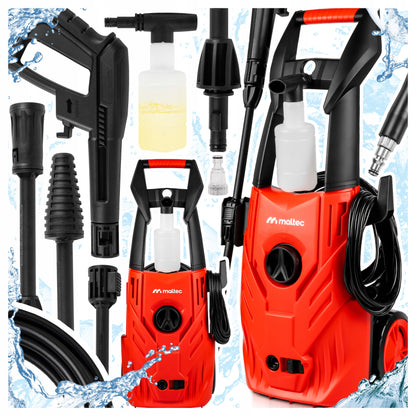 MalTec Kompaktiškas aukšto slėgio plovimo įrenginys su savisiurbiu aliumininiu siurbliu, galingas TURBO