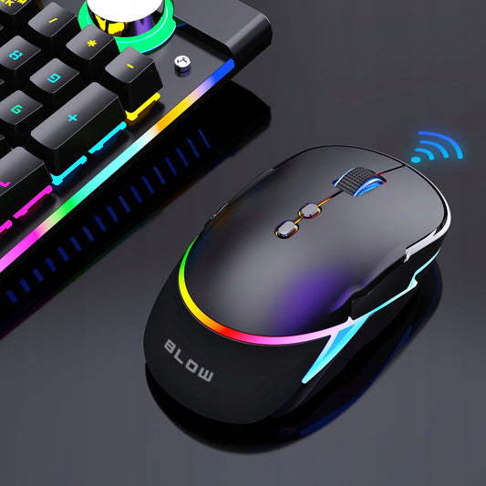 Bevielė optinė žaidimų pelė USB, skirta nešiojamam kompiuteriui/PC, 2,4 GHz, juoda