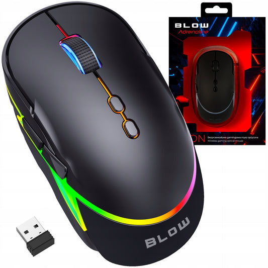 Bevielė optinė žaidimų pelė USB, skirta nešiojamam kompiuteriui/PC, 2,4 GHz, juoda