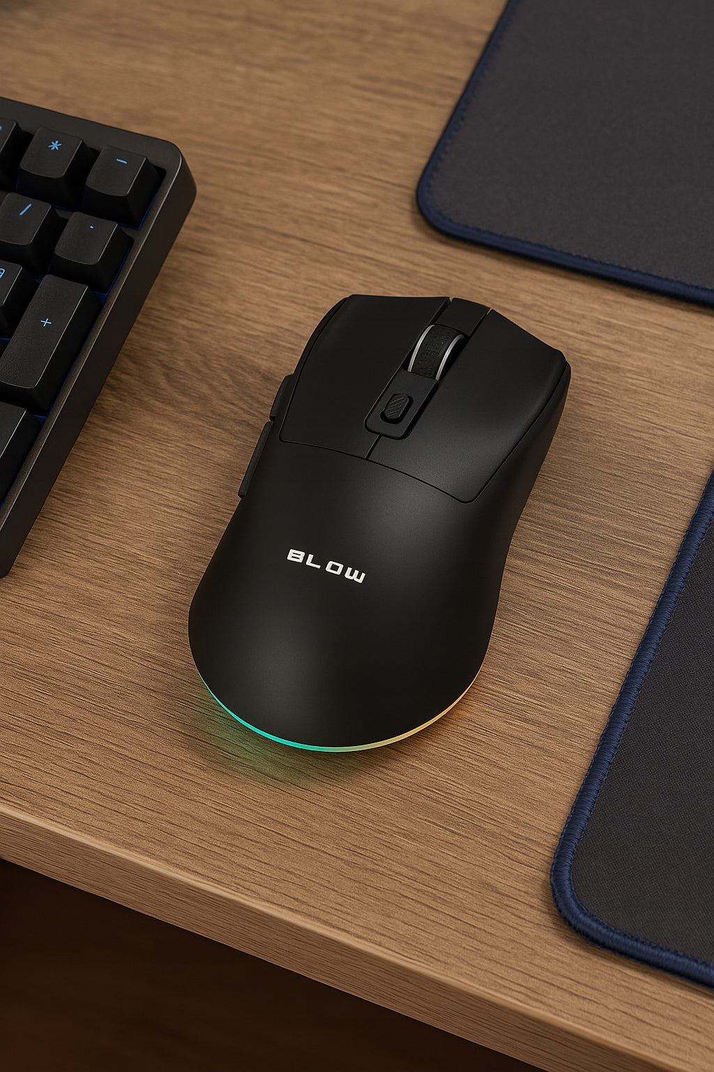 Juoda optinė žaidimų pelė su įkrovimo stotele, PC, USB, Bluetooth 2.4GHz