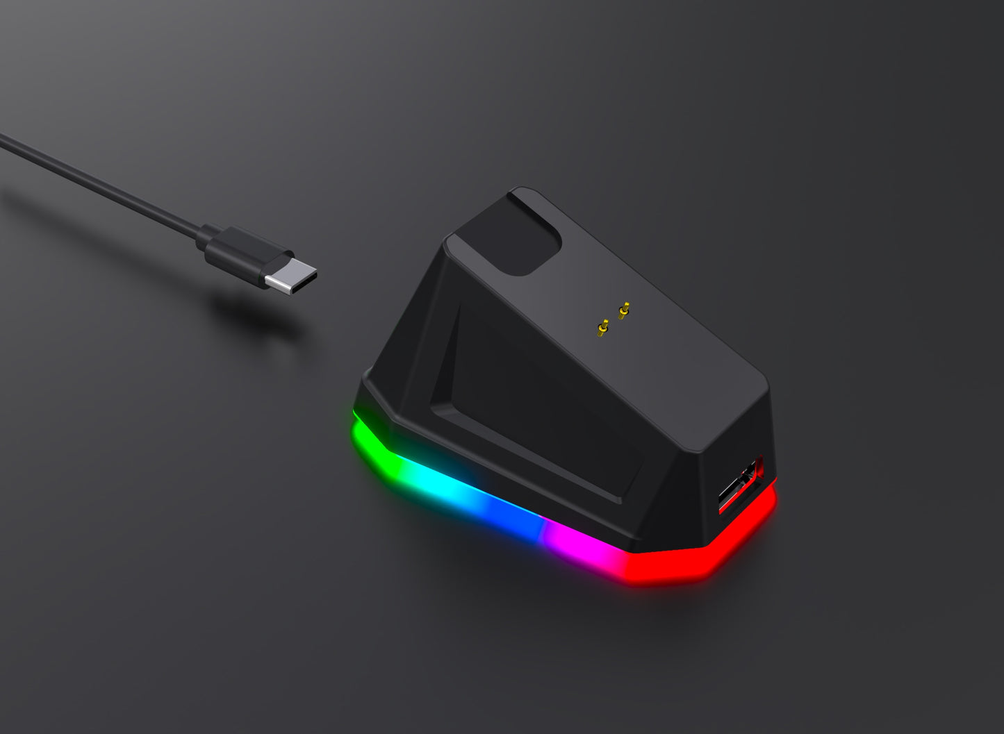 Juoda optinė žaidimų pelė su įkrovimo stotele, PC, USB, Bluetooth 2.4GHz