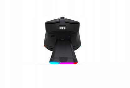 Juoda optinė žaidimų pelė su įkrovimo stotele, PC, USB, Bluetooth 2.4GHz