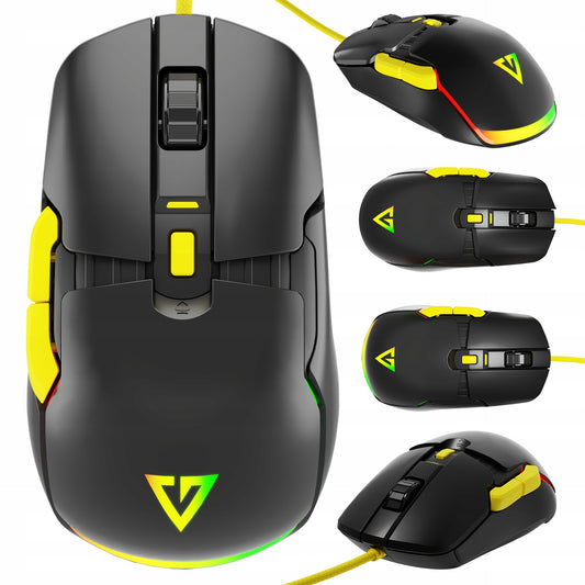 ŽAIDIMŲ PELĖ - RGB APŠVIETIMAS - LENGVA BE SPRAGTELĖJIMO - OPTINĖ 12400 DPI