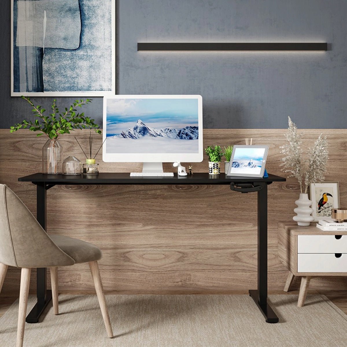 Rankinis reguliuojamo aukščio stalas 140x60 Spacetronik, baltas