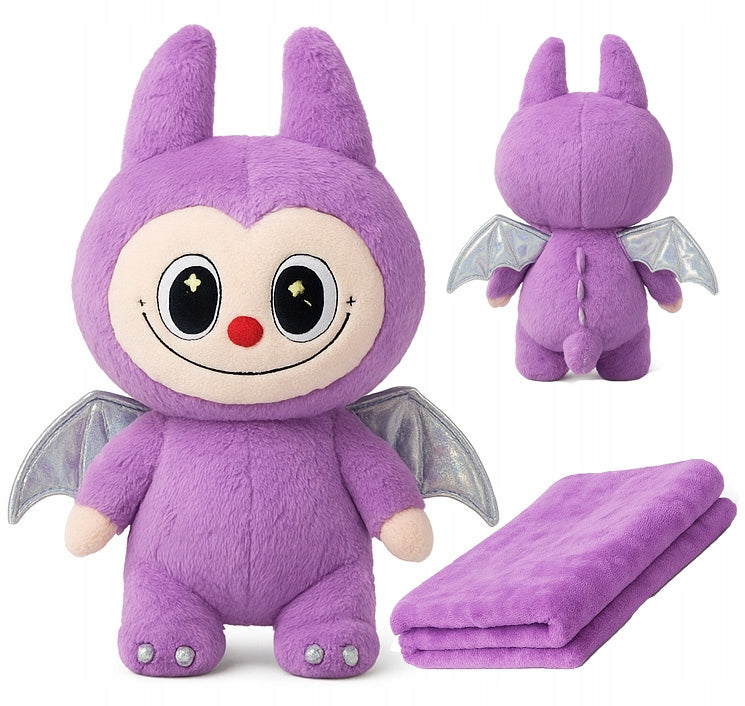 Pliušinis žaislas LABUBU, didelis, su sparneliais, 50 cm, su pledu