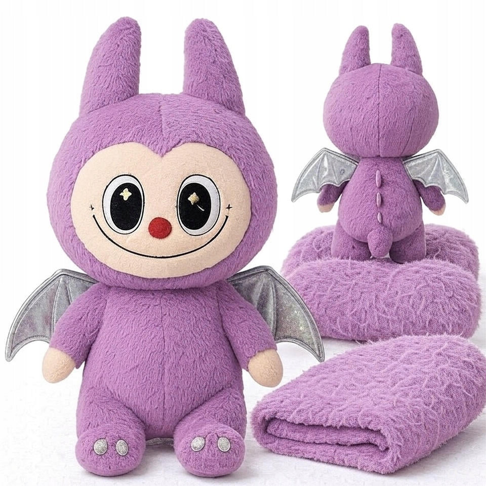 Pliušinis žaislas LABUBU, didelis, su sparneliais, 50 cm, su pledu