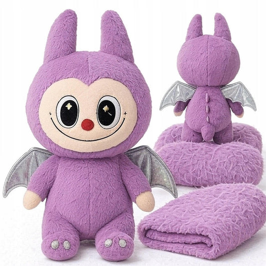 Pliušinis žaislas LABUBU, didelis, su sparneliais, 50 cm, su pledu