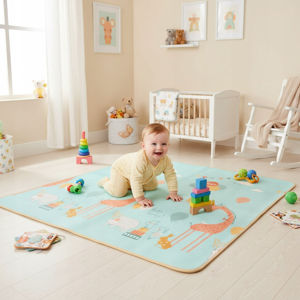 Dvipusė sulankstoma edukacinė putplasčio kilimėlis vaikams DYWAN 180x180