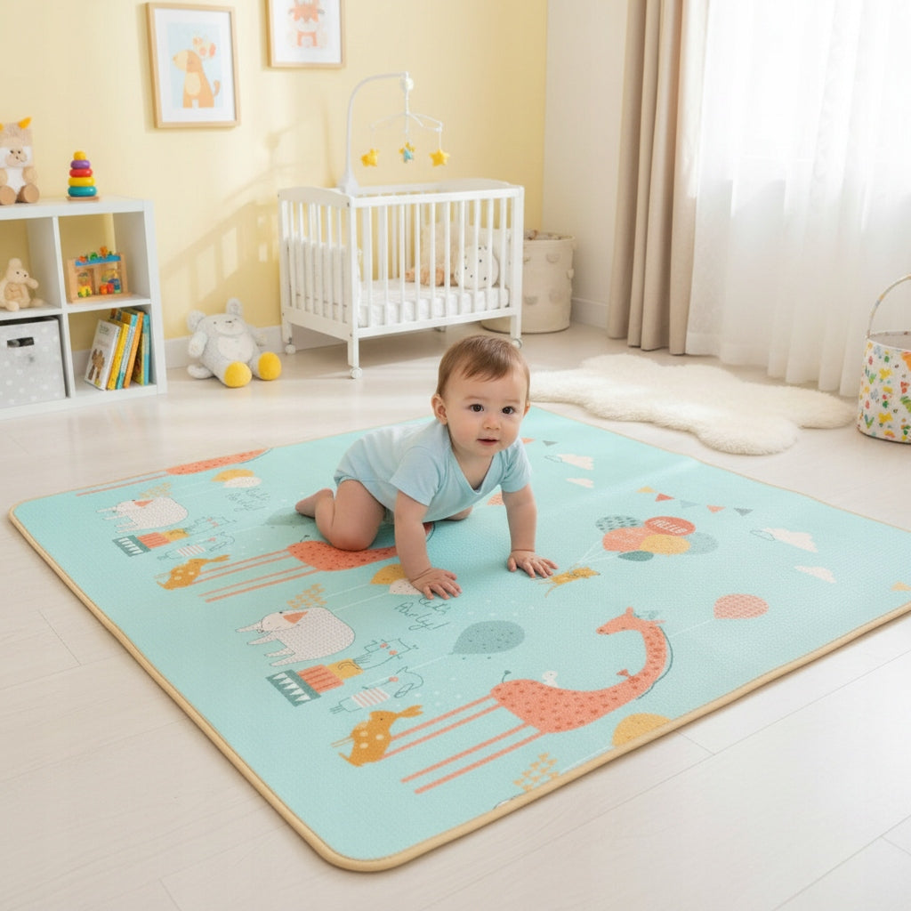 Dvipusė sulankstoma edukacinė putplasčio kilimėlis vaikams DYWAN 180x180