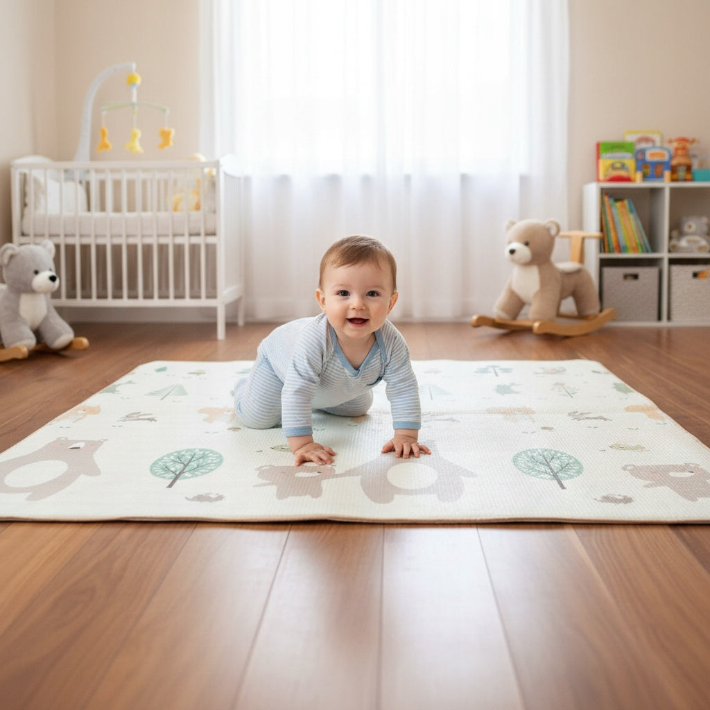 Dvipusė sulankstoma edukacinė putplasčio kilimėlis vaikams DYWAN 180x180