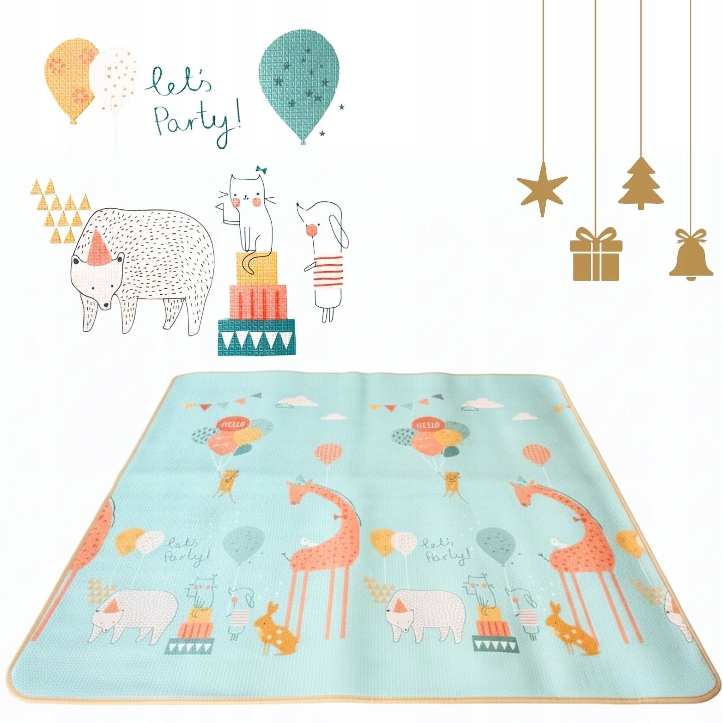 Dvipusė sulankstoma edukacinė putplasčio kilimėlis vaikams DYWAN 180x180