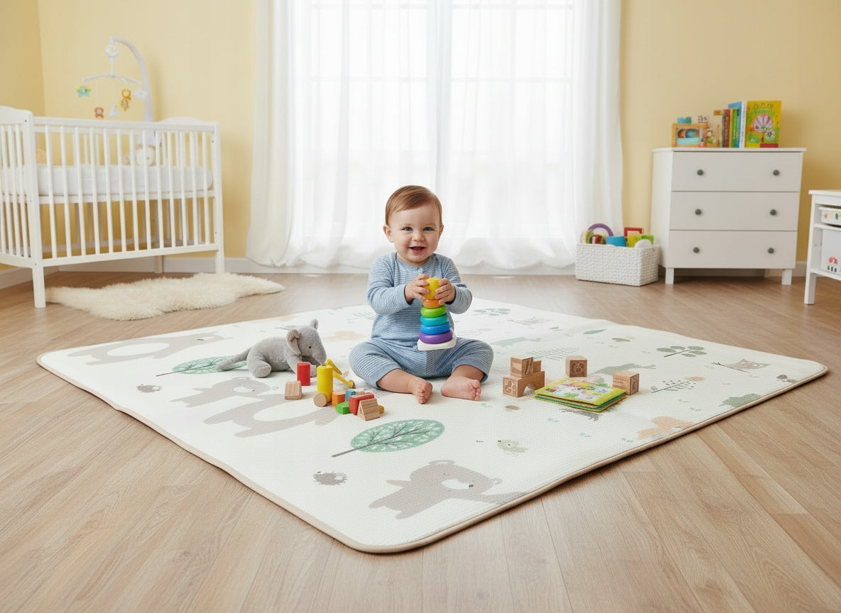 Dvipusė sulankstoma edukacinė putplasčio kilimėlis vaikams DYWAN 180x180