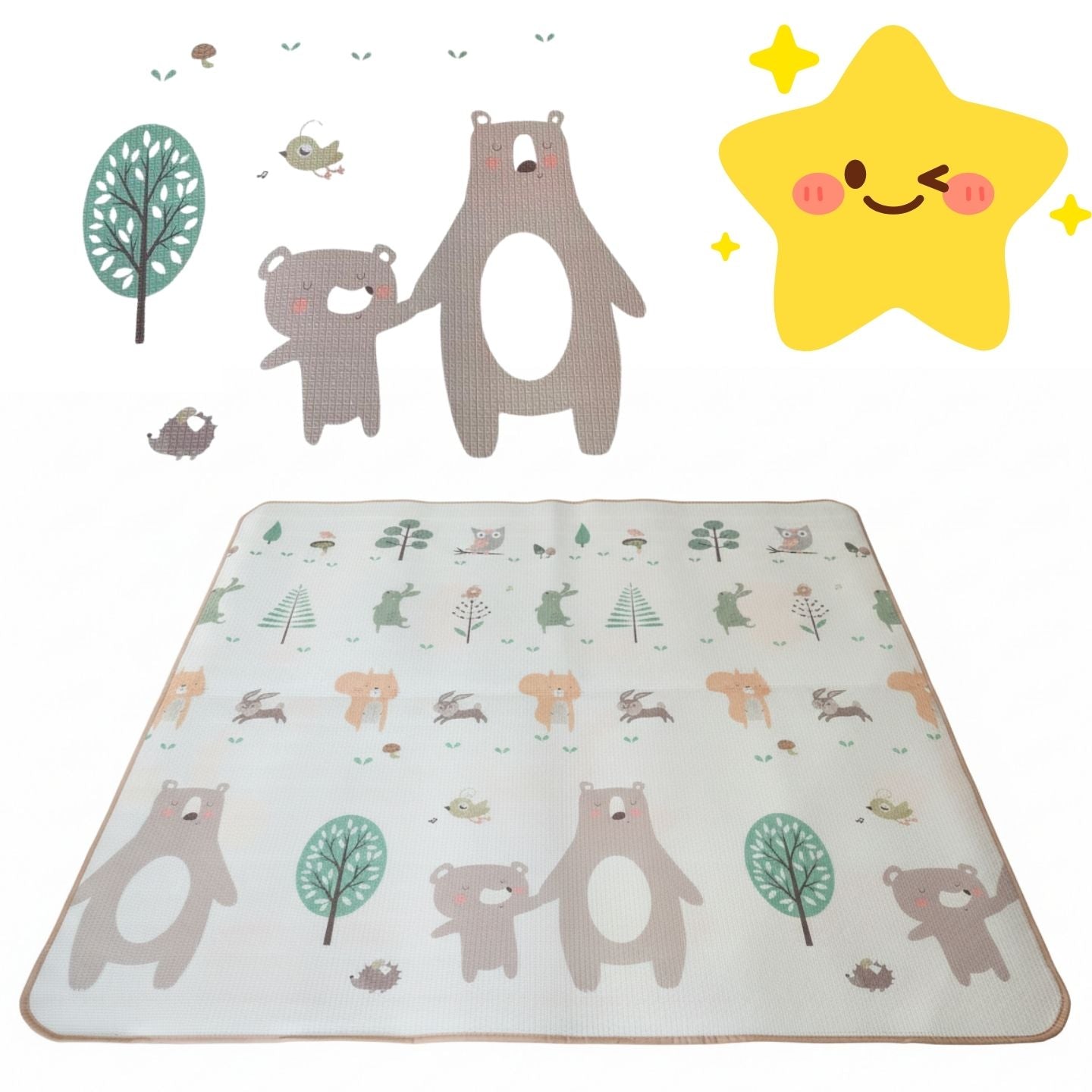 Dvipusė sulankstoma edukacinė putplasčio kilimėlis vaikams DYWAN 180x180