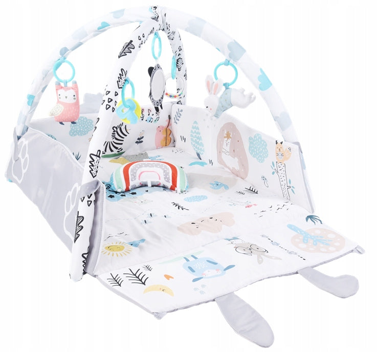 Edukacinė minkšta interaktyvi pagalvėlė-knygelė su kamuoliukais 4in1