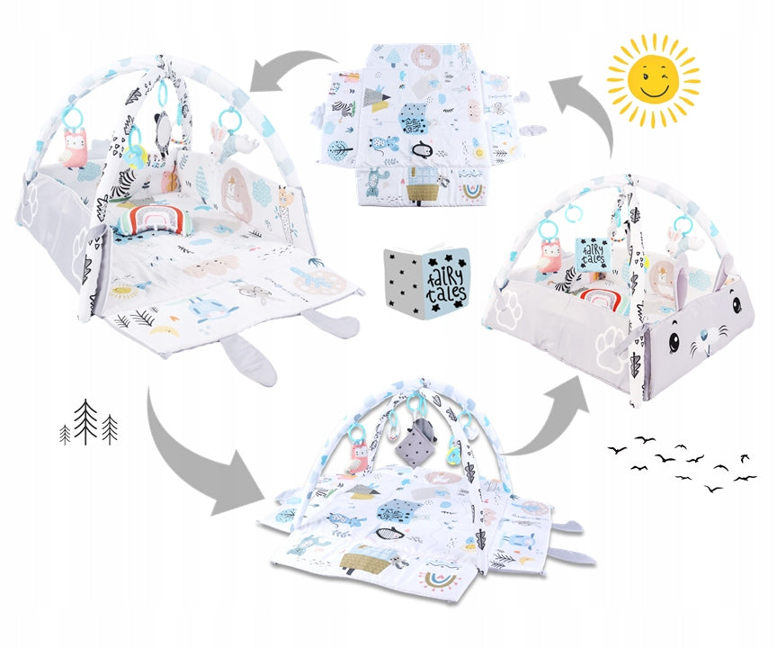 Edukacinė minkšta interaktyvi pagalvėlė-knygelė su kamuoliukais 4in1