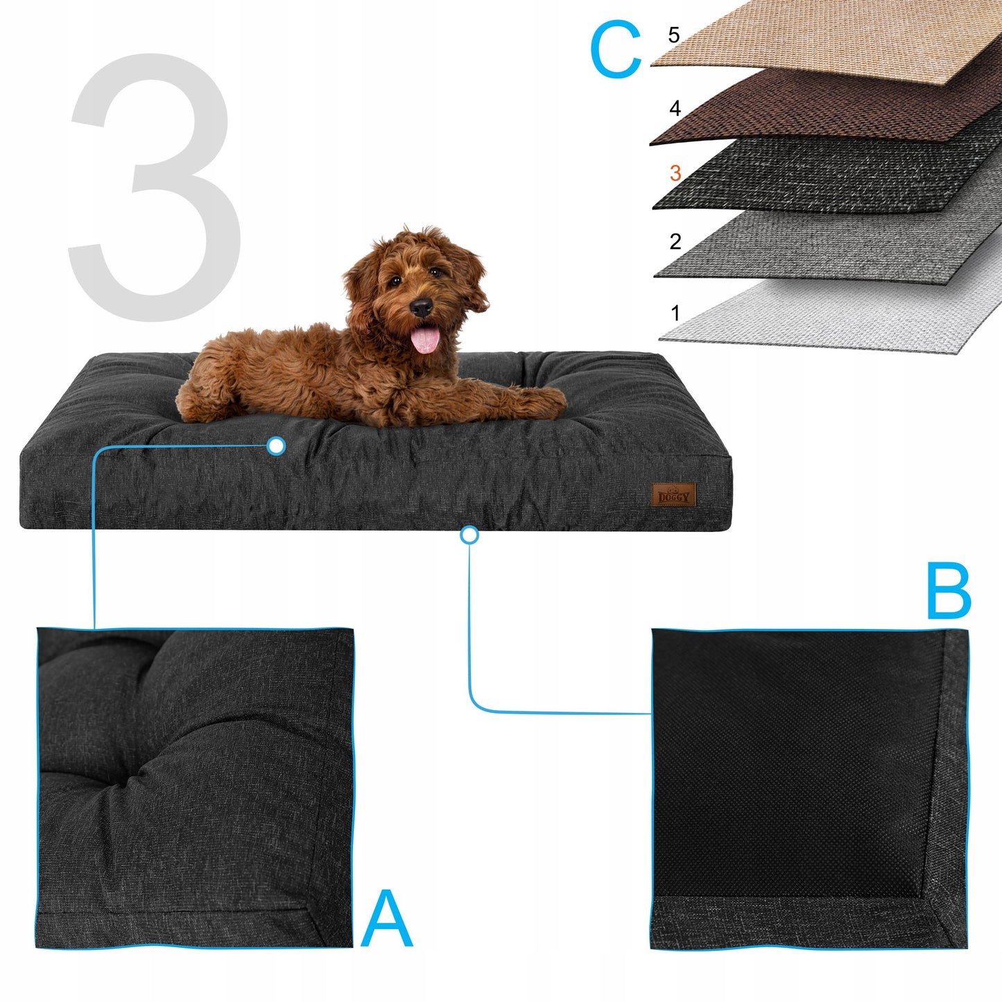 Dygsniuotas neperšlampamas čiužinys Didelė lova Sofa aptvaras šuniui XL 120x90