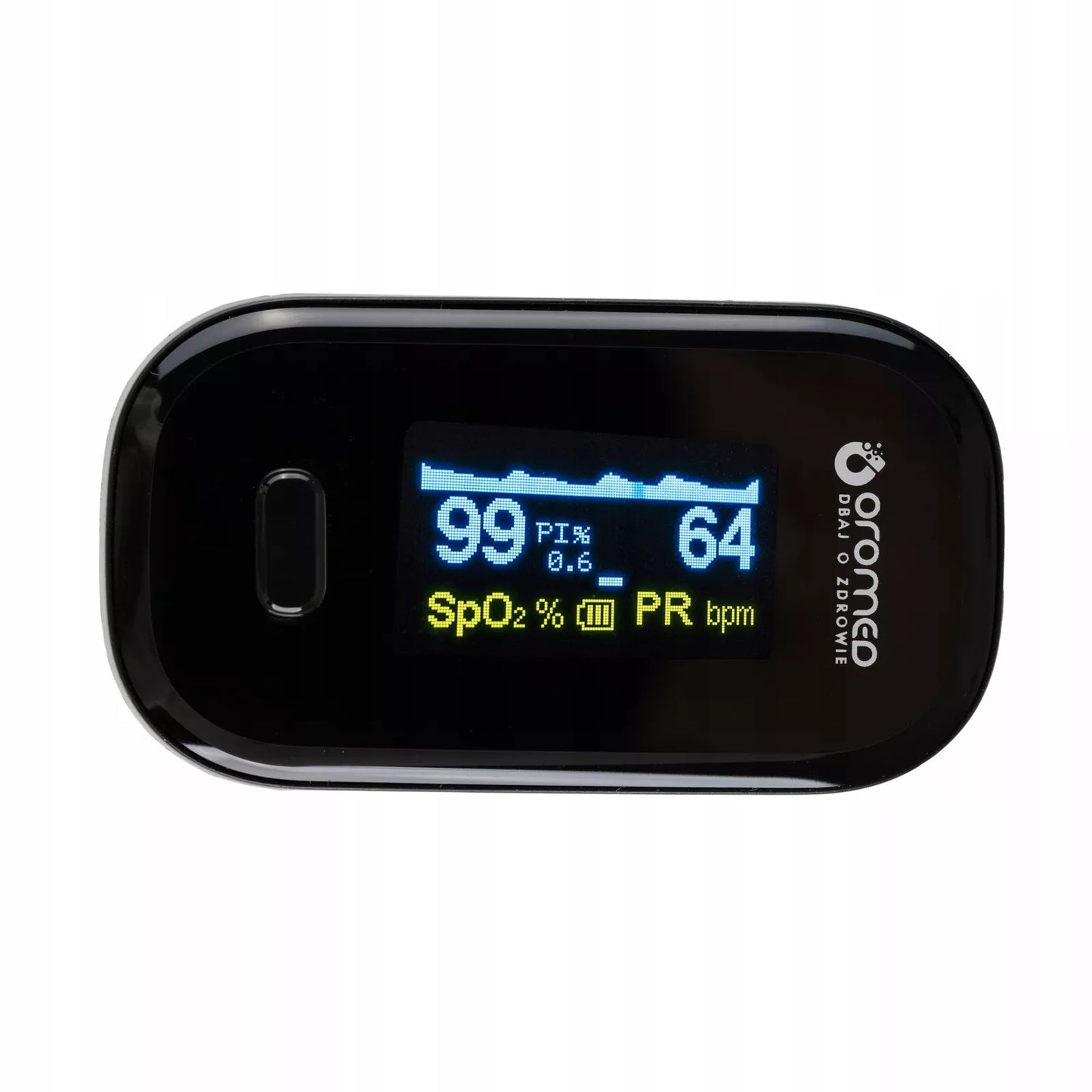 Medyczny pulsoksymetr napalcowy Oromed Oximeter z wyświetlaczem OLED, czarny + smycz