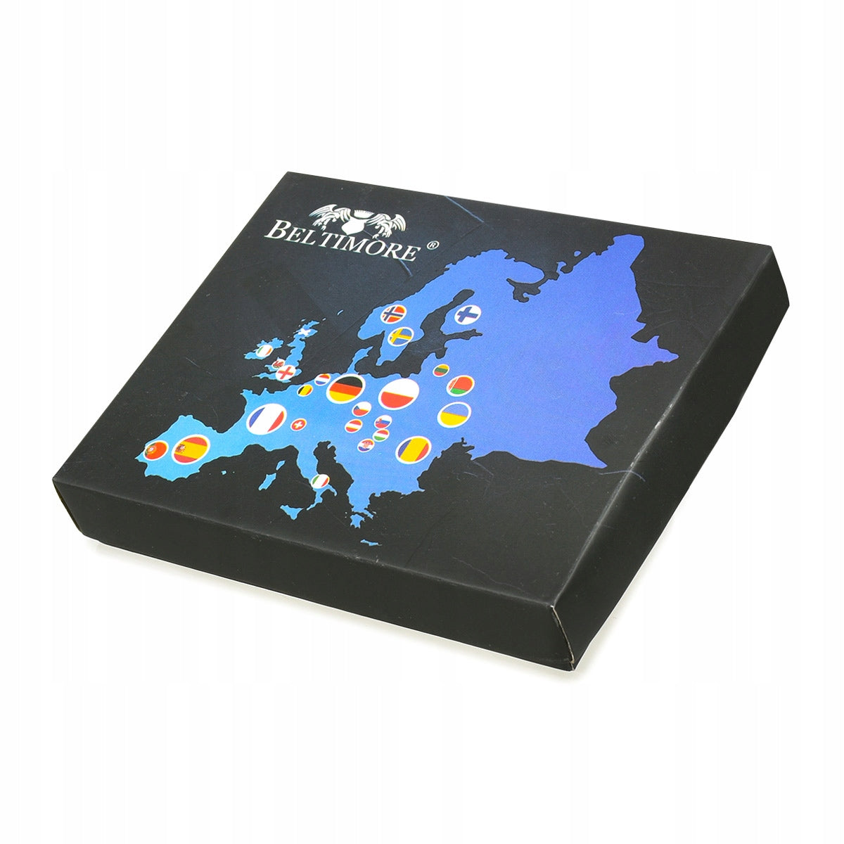 Vyriška klasikinė odinė didelė vertikali tamsiai mėlyna piniginė Beltimore