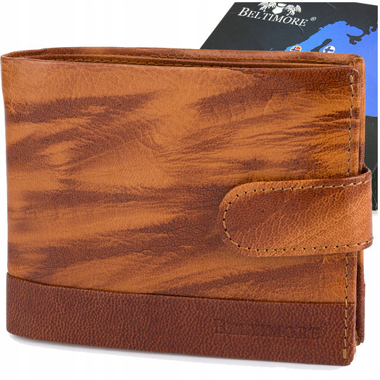 Klasikinis didelis horizontalus odinis vyriškas portfelis, rudas, natūrali oda Beltimore